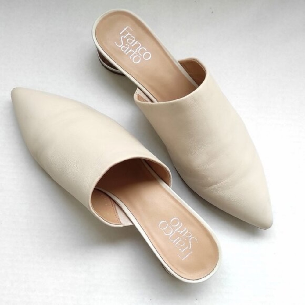 Franco Sarto Viola pointed Toe Mule - Ivory, Size 8.5